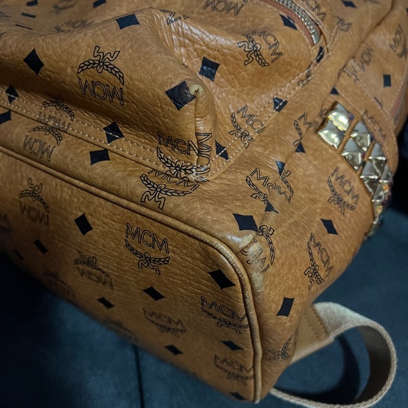 MCM Large Cognac Side Studded Backpack - Picture 6 of 10
